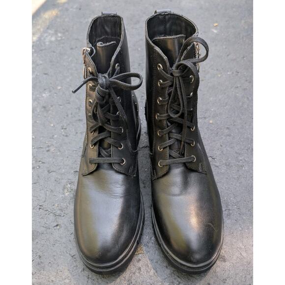 Vintage Foundry Co Womens Rocky Leather Combat Boots 9 Moto Edgy Burnished Lug - Picture 4 of 7